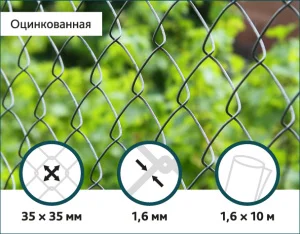 Сітка Рабиця оцинкованаСітка Захід 35х35/1,6мм 1,5м/10м