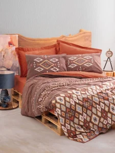 Комплект постільної білизни Cotton Box Ethnic Belize Kahve 200x220см (CB_010077798)