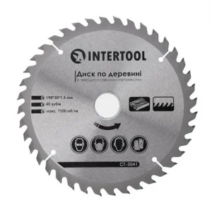 Круг пиляльний по дереву Intertool з твердосплавними напайками 190x30мм (CT-3041)