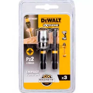 Біти ударні DeWALT IMPACT TORSION Pz2, 50 мм, 2 шт і магнітний тримач шурупів (DT70535T)