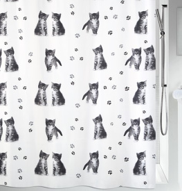 Фото шторка для ванной spirella kitty paw polyester серая 180x200см (10.19180)