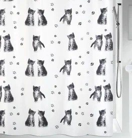 Фото шторка для ванной spirella kitty paw polyester серая 180x200см (10.19180)