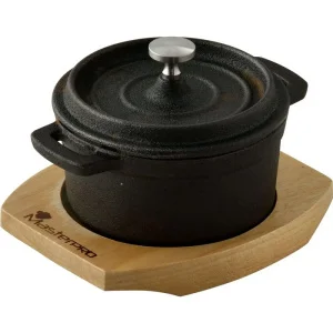 Каструля чавунна MasterPro Cook&share з кришкою міні та дошкою 10см, 0,16л (BGMP-3804-4)