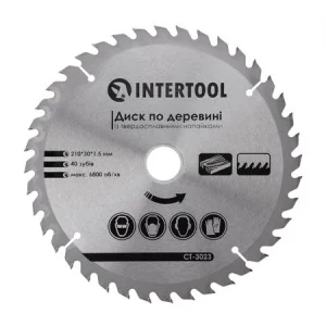 Круг пиляльний по дереву Intertool з твердосплавними напайками 210x30мм (CT-3023)