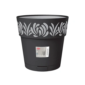 Фото горшок с автополивом stefanplast opera gaia круглый графит/светло-серый 30х29см 11,8л (88603)