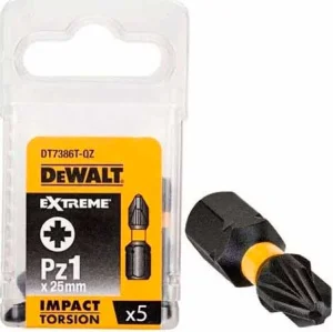 Біти ударні DeWALT IMPACT TORSION EXTREME Pozidriv, Pz1, 25 мм, 5 шт (DT7386T)