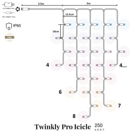 Фото гирлянда twinkly smart led pro icicle aww 250 awg22 ip65 (tw-plc-i-ca-250gop-t)