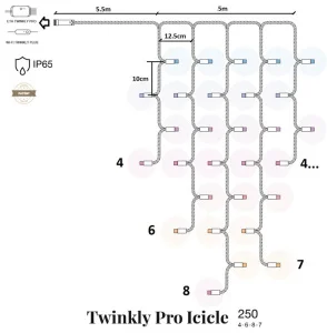 Гірлянда Twinkly Smart LED Pro Icicle AWW 250 AWG22 IP65 (TW-PLC-I-CA-250GOP-T)