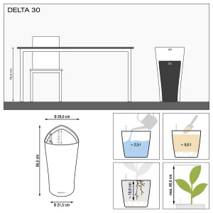 Вазон Delta 30 антрацит 29x56,5см 8л (15503)