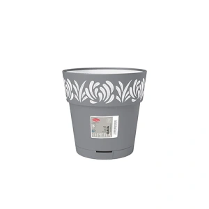 Фото горшок с автополивом stefanplast opera gaia круглый серый/белый 15х15см 1,5л (88301)