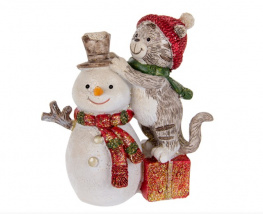 Фото фигурка декоративная lefard тигр и снеговик 10см (192-169)