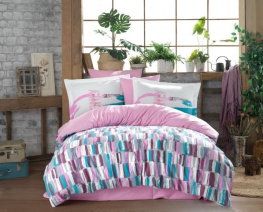 Фото комплект постельного белья hobby poplin mikado розовый 200x220см евро (54209_2,0)