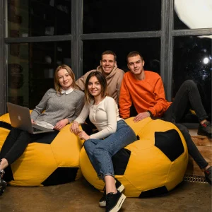 Фото кресло-мешок студия комфорта мяч оксфорд большой желтый-черный (0223250)