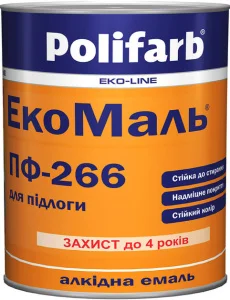 Эмаль Polifarb ЭкоМаль ПФ-266 красно-коричневая 0,9кг