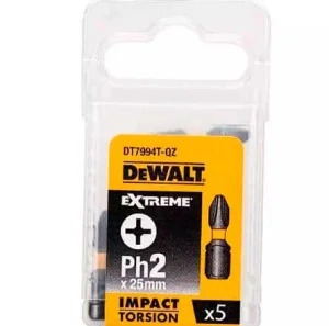 Біти ударні DeWALT IMPACT TORSION EXTREME Ph2, 25 мм, 5 шт (DT7994T)