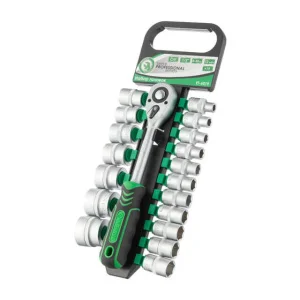 Набір головок торцевих з рукояткою з храповим механізмом Intertool 1/2" 19шт (ET-6019)