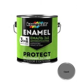 Эмаль антикоррозийнная Kompozit PROTECT 3в1 серая 20кг