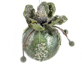 Фото елочное украшение lefard шар с магнолией 9,5см (66-150)