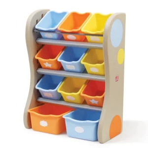 Фото органайзер с разноцветными ящиками step 2 fun time room organizer 89x67x36 см синий/оранжевый