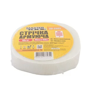 Стрічка склотканева з липким шаром MASTERTOOL 45ммх150м 8х8 60г/м.кв (08-9405)