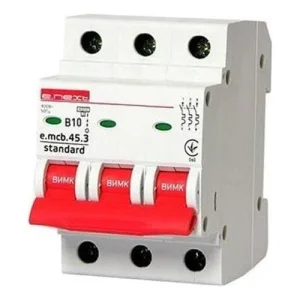 Автоматичний вимикач E.Next 3-п e.mcb.stand. 10А B 4,5кА (s001025)