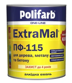 Эмаль для дерева и металла Polifarb ExtraMal ПФ-115 красная 2,7 кг