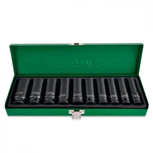 Набір головок торцевих ударних TOPTUL 1/2" 7/16"-1" 10шт довгих (GEAD1002)