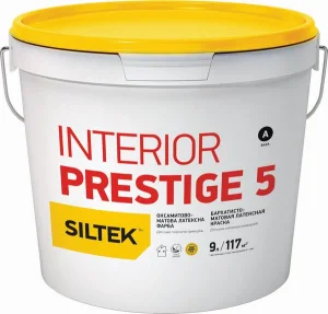 Фарба латексна Siltek Interior Prestige 5 латексна оксамитово-матова база А 9л