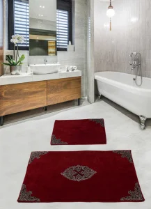 Фото набор ковриков для ванной с гипюром diva pretty red 60x100+50x60см (dv_11007278)