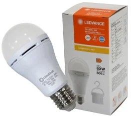 Фото светодиодная лампа ledvance rechargeable cl a60 8w 865 806lm 230v e27 (4099854102431)