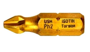 Біта USH ISOTIN Phillips PH2 x 25мм Torsion титанова 10шт (UUSG0022342)