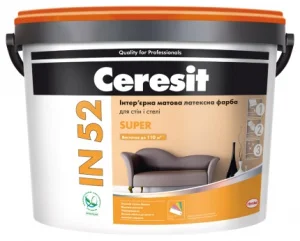 Краска интерьерная латексная матовая Ceresit IN 52 Super 10л