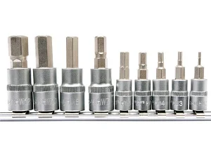 Головки торцеві з бітами YATO HEX 1/2" М2- М12 1/2" 3/8" 9шт (YT-04401)