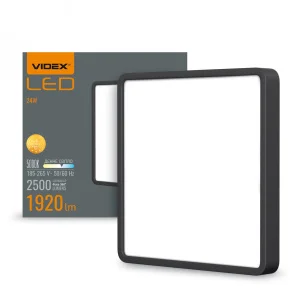 Фото светильник накладной квадрат videx 24w 5000k black (vl-dlss-245b)