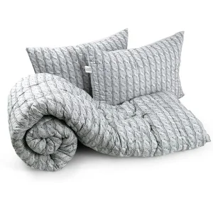 Комплект Руно Grey Braid ковдра 172x205см та 2 подушки 50x70см силіконовий (172.52_Grey Braid)