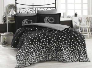 Комплект постільної білизни HOBBY Poplin Stars сірий 200x220см євро (31644_2,0)