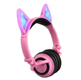 Фото светящиеся наушники uft bl107 pink с кошачьими ушками с bluetooth (uftbl107pink)