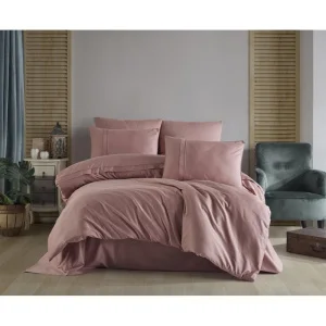Комплект постільної білизни Hobby Premium Sateen 300TC Plain Pudra пудровий 200x220см євро (75228_2,0)