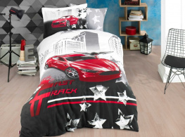 Фото комплект постельного белья hobby poplin fast track красный 160x220см полутораспальный (44422_1,5)