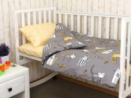 Фото комплект постельного белья руно младенец бязь 60х120см (932.02_grey cat)