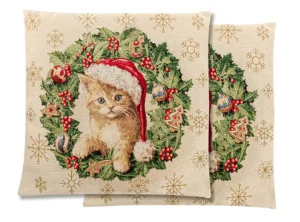 Фото наволочка новогодняя lefard home textile cat gift с люрексом 45х45см (716-160)