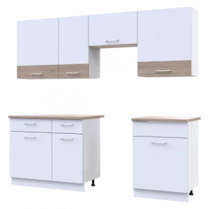 Кухня Doros Лея 81359337 Білий, білий вставка Дуб Cонома 220х60х250см (1820855541)