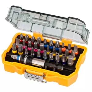 Набір біт DeWALT Phillips, Pozidriv, Torx, Slotted, Hex, 25 мм, адаптер 1/4", магнітний тримач, 32 шт, кейс (DT7969)