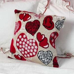 Фото подушка вязаная прованс сердца love 45x45см (039341)