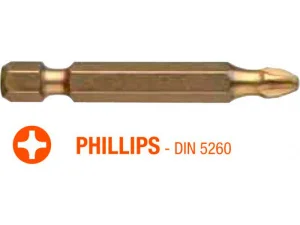 Біта USH ISOTIN Phillips PH2 x 50мм Torsion титанова подовжена 10шт (UUSG0213622)