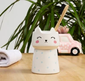 Фото подставка для зубных щеток mvm ba-21 cute cat белая 250мл (ba-21 white)