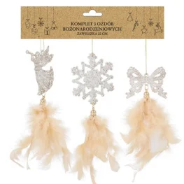 Фото набор украшений-подвесок chomik шампань 22см 3 предмета (5900779855892)