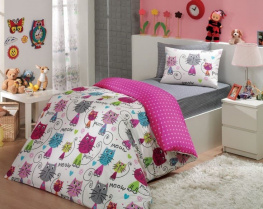 Фото комплект постельного белья hobby poplin meow розовый 160x220см полутораспальный (29602_1,5_p)