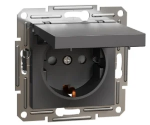 Розетка з кришкою Schneider Asfora EPH3100171 антрацит
