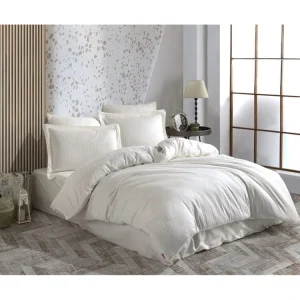 Комплект постільної білизни Hobby Exclusive Sateen Diamond Cizgili кремовий 200x220см євро (60842_2,0n)